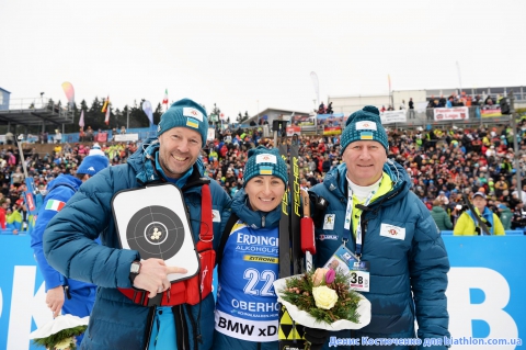 SEMERENKO Vita, , Shamraj Grigoriy, , VELEPEC Uros. Oberhof 2018. Vita Semerenko 3rd in pursuit
