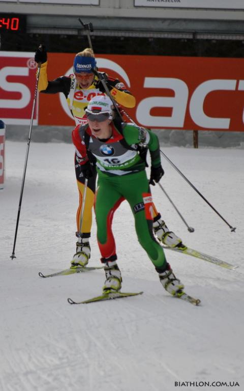 NEUNER Magdalena, , DOMRACHEVA Darya. Antholz 2012. Sprint. Women