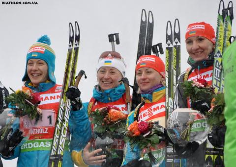 SEMERENKO Valj, , SEMERENKO Vita, , BILOSYUK Olena, , BURDYGA Natalya. Antholz 2012. Relay. Women