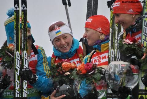 SEMERENKO Valj, , SEMERENKO Vita, , BILOSYUK Olena, , BURDYGA Natalya. Antholz 2012. Relay. Women