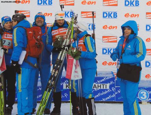 DERYZEMLYA Andriy, , BILOSYUK Olena, , BURDYGA Natalya. Kontiolahti 2012. World cup