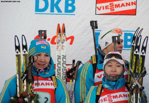 DERYZEMLYA Andriy, , BILOSYUK Olena, , BURDYGA Natalya. Kontiolahti 2012. World cup