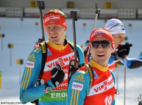 DERYZEMLYA Andriy, , PRYMA Artem. Ruhpolding 2012. Sprint. Men