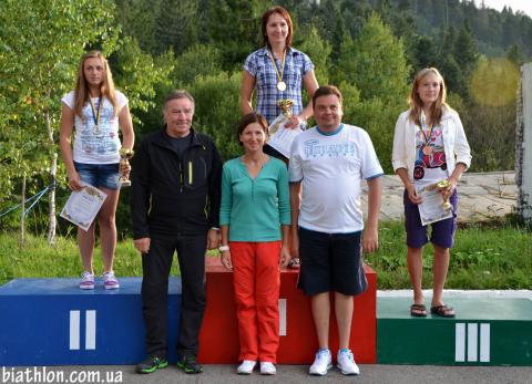 PETROVA Olena, , BILOSYUK Olena, , BURDYGA Natalya, , KOLUPAEV Yevgeniy, , PETRENKO Iryna. Summer open championship of Ukraine 2012. Pursuit. Awards Ceremony