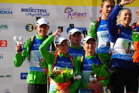 BEREZHNOY Oleg, , DERYZEMLYA Andriy, , SEMERENKO Valj, , SEMERENKO Vita. Ufa 2012. Summer world biathlon championship
