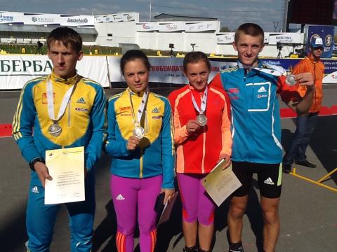 PETRENKO Iryna, , BRYHYNETS Yuliya, , DAKHNO Olexandr, , PIDRUCHNUY Dmytro. Ufa 2012. Summer world biathlon championship