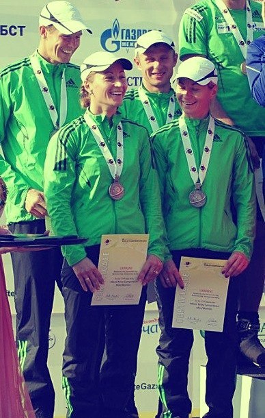 BEREZHNOY Oleg, , DERYZEMLYA Andriy, , SEMERENKO Valj, , SEMERENKO Vita. Ufa 2012. Summer world championship. Mixed relay