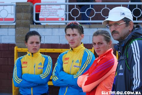 PETRENKO Iryna, , BRYHYNETS Yuliya, , DAKHNO Olexandr, , KARLENKO Vassil. Ufa 2012. Summer world biathlon championship. Junior mixed relay