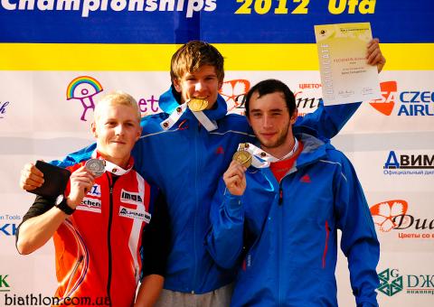 ZAK Michal, , PICHUZHKIN Ivan, , PECHENKIN Aleksandr. Ufa 2012. Summer world biathlon championship. Sprints