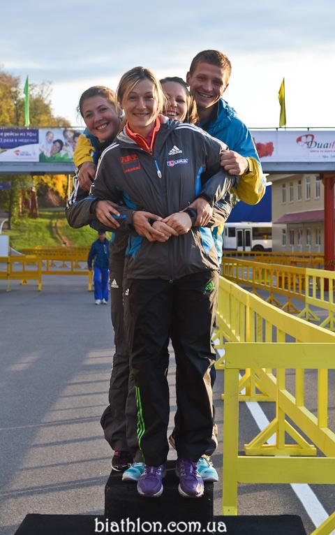 BURDYGA Natalya, , SEMENOV Serhiy, , SUPRUN Inna, , DZHIMA Yuliia. Ufa 2012. Summer world biathlon championship. Sprints