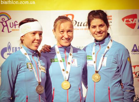 PODCHUFAROVA Olga, , SMIRNOVA Kristina, , KALINA Olga. Ufa 2012. Summer world biathlon championship. Sprints