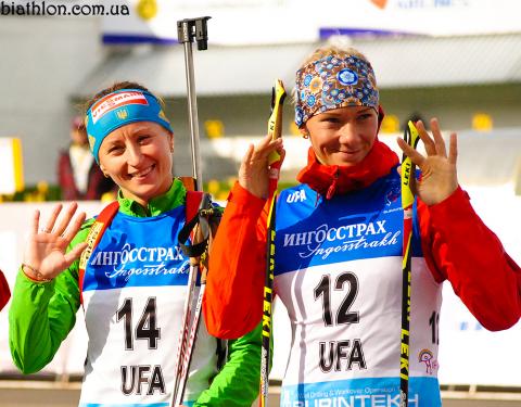 SEMERENKO Vita, , ZAITSEVA Olga. Ufa 2012. Summer world biathlon championship. Sprints