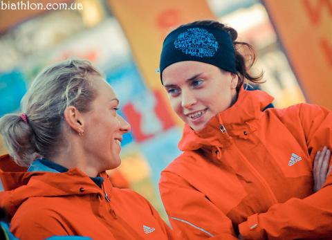 ZAITSEVA Olga, , SLEPTSOVA Svetlana. Ufa 2012. Summer world biathlon championship. Pursuits