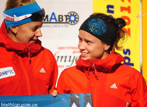 SLEPTSOVA Svetlana, , VILUKHINA Olga. Ufa 2012. Summer world biathlon championship. Pursuits