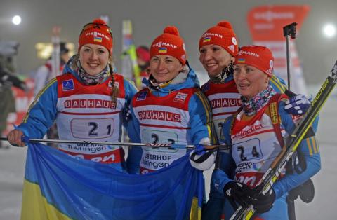 SEMERENKO Valj, , SEMERENKO Vita, , BILOSYUK Olena, , DZHIMA Yuliia. Oberhof 2013. Women relay